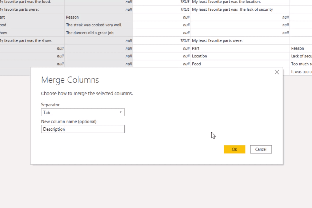 Comment fusionner dynamiquement des colonnes dans une table Power Query