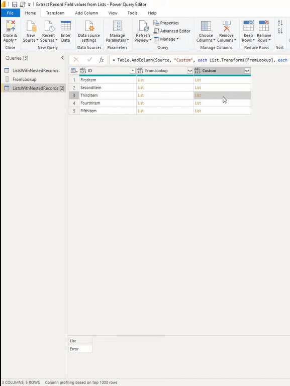 Tutorial Editor Power Query: Ekstrak Nilai Medan Rekod Daripada Senarai