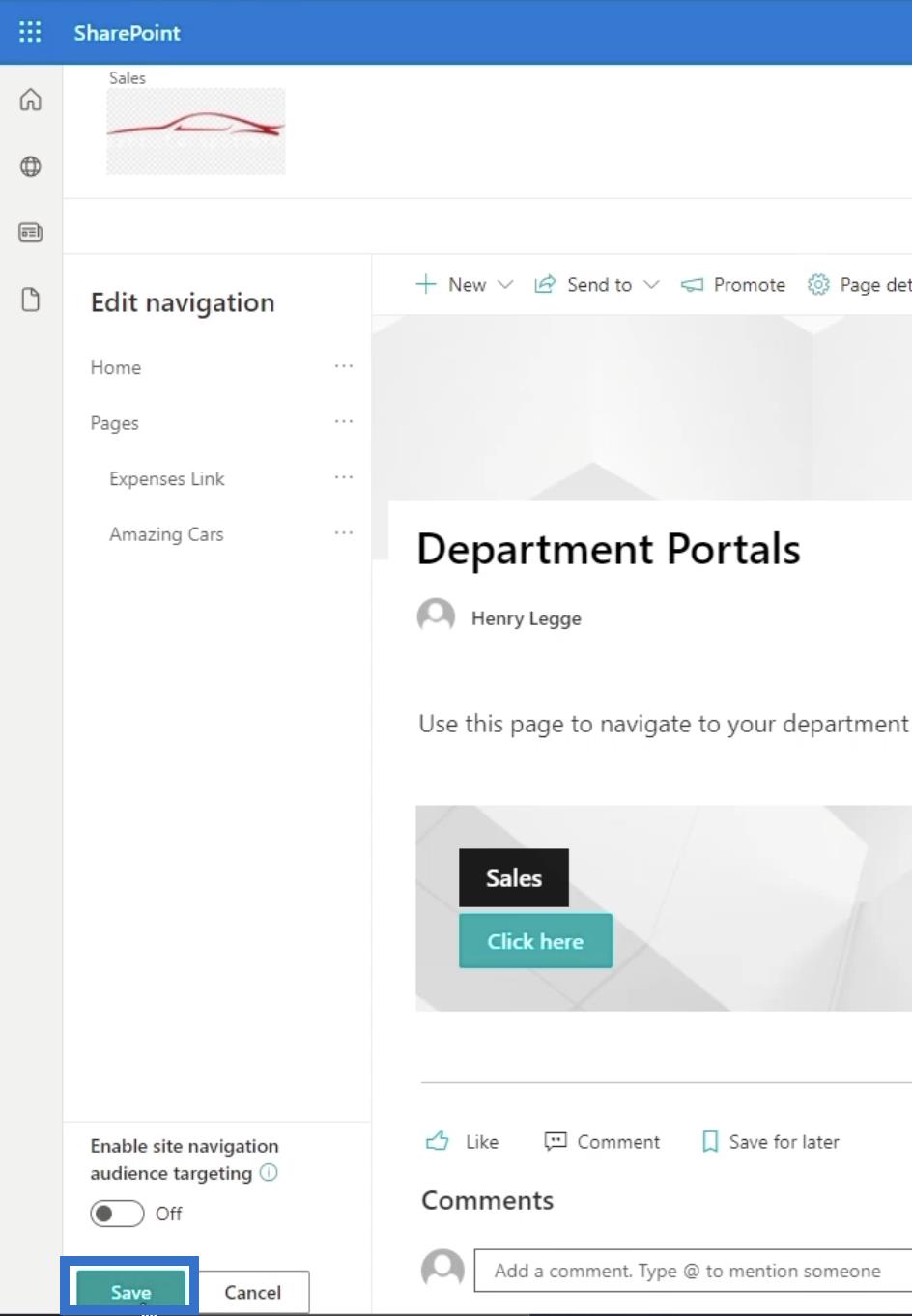 Éléments de navigation du site SharePoint : un aperçu