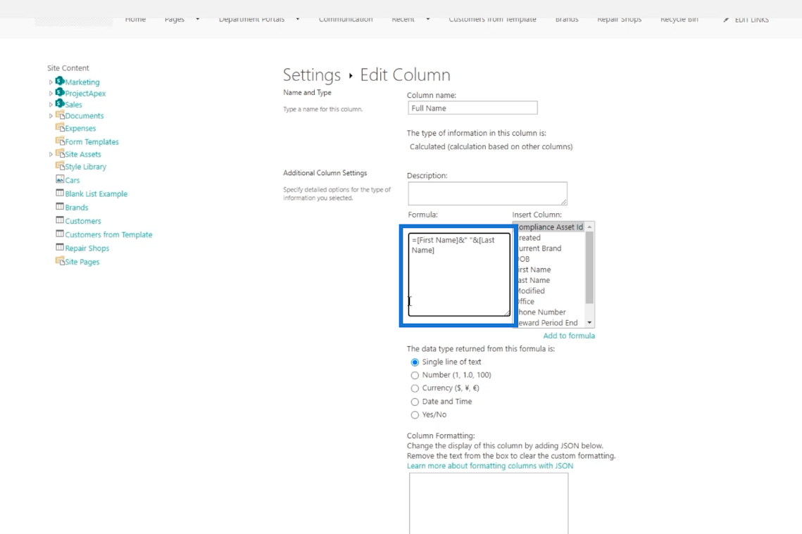 La vue du calendrier de la liste SharePoint