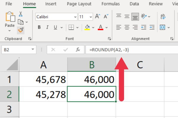 如何在 Excel 中四捨五入到最接近的千位