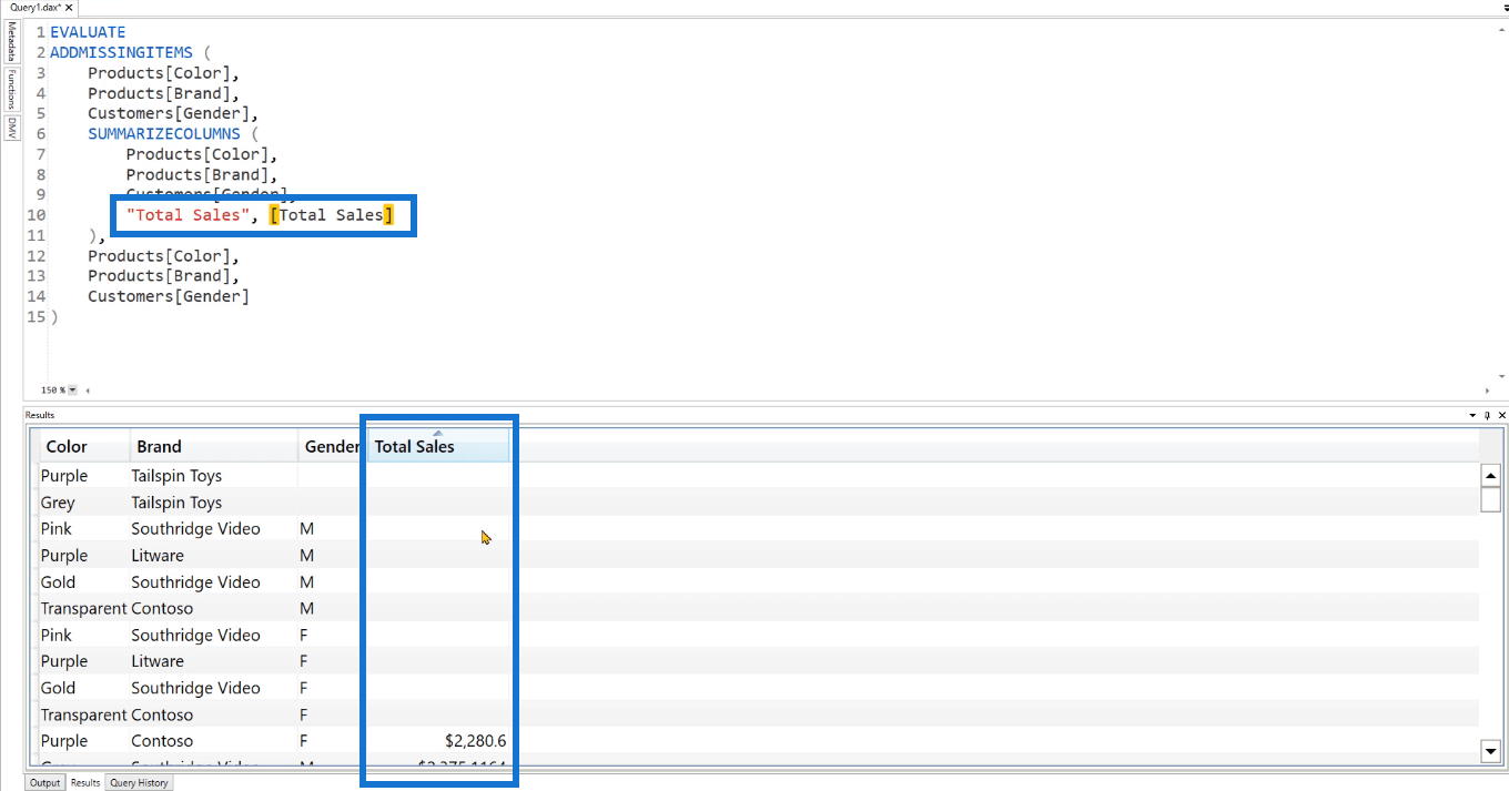 使用各種關鍵字和函數的 DAX 查詢示例