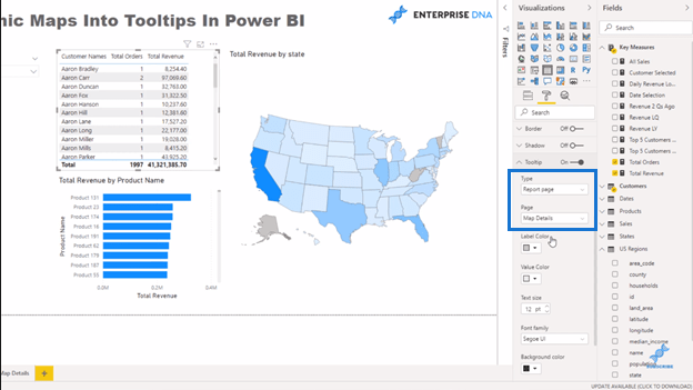 Visualizaciones de datos LuckyTemplates: mapas dinámicos en información sobre herramientas