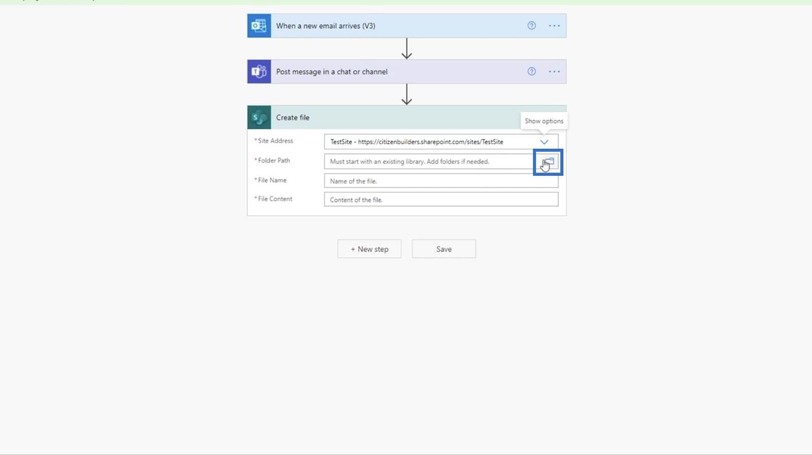 MS Flow : comment télécharger dans SharePoint par e-mail