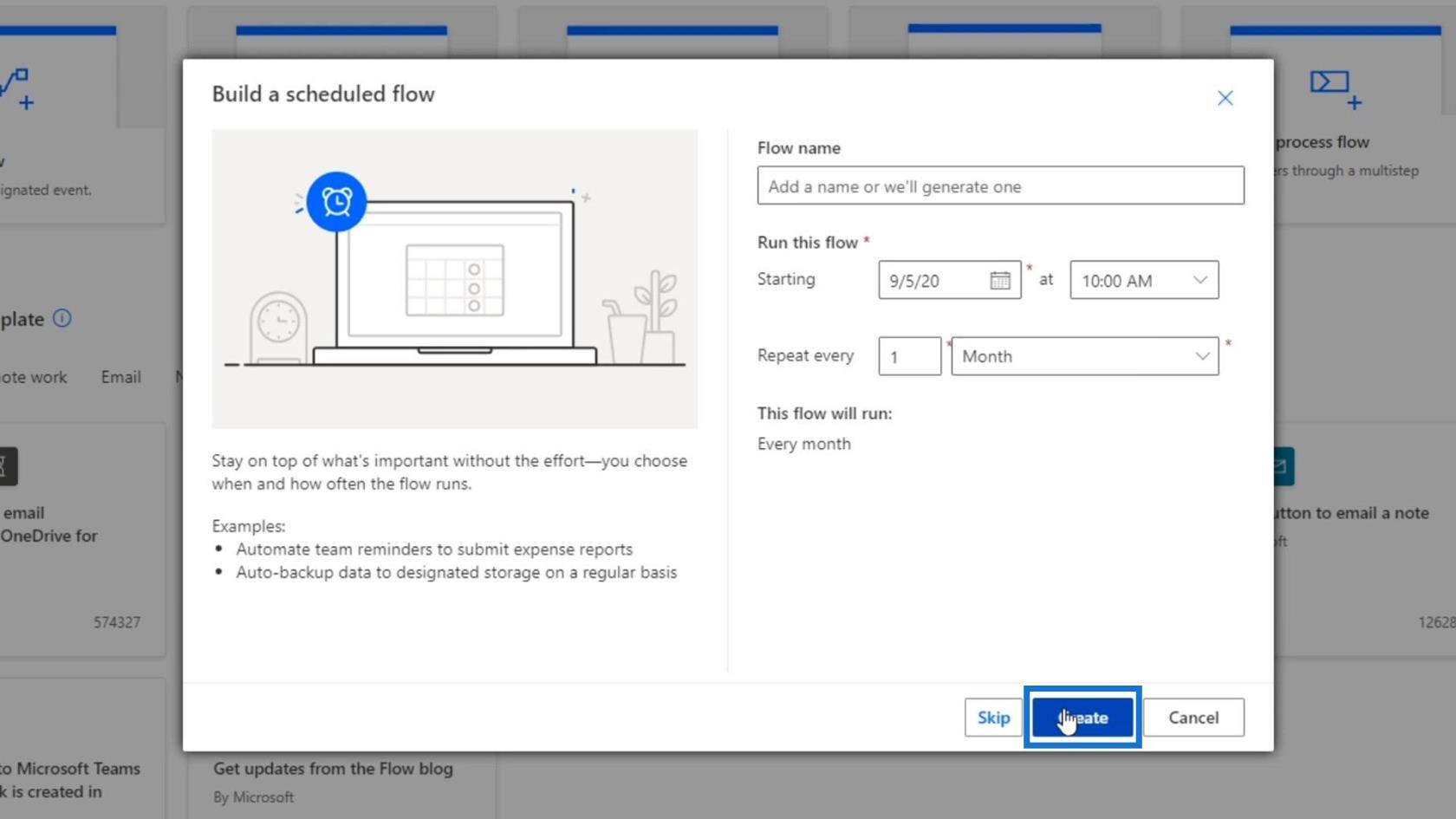 Workflows planifiés dans Microsoft Power Automate