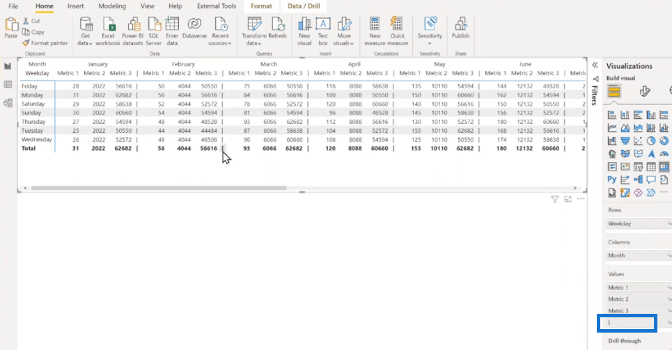 Visualisation matricielle dans LuckyTemplates