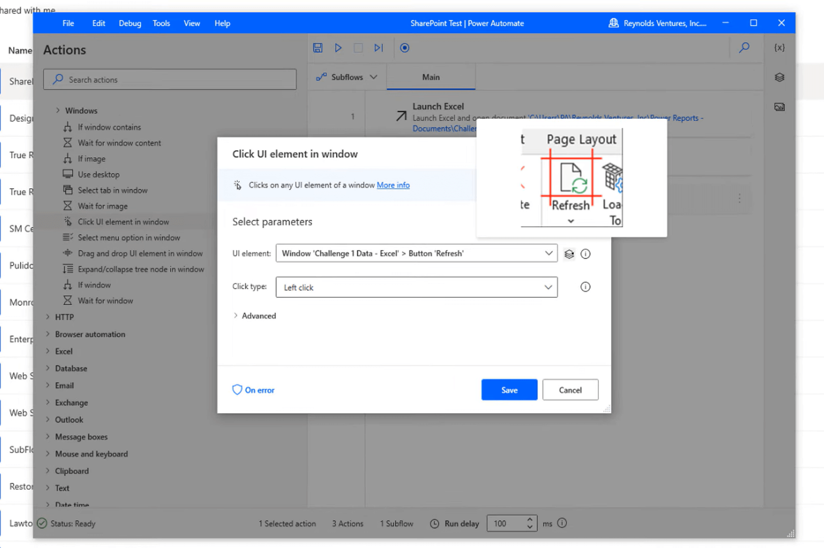 使用 Power Automate Desktop 在 Sharepoint 中刷新 Excel 文件