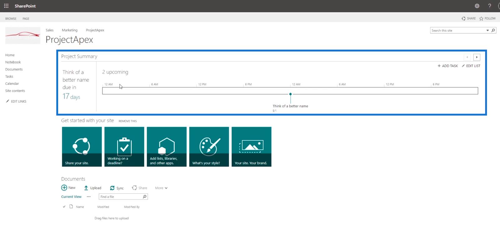 Site de projet SharePoint : création et configuration