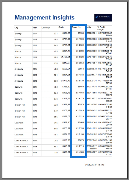 如何在 Report Builder 中格式化數據