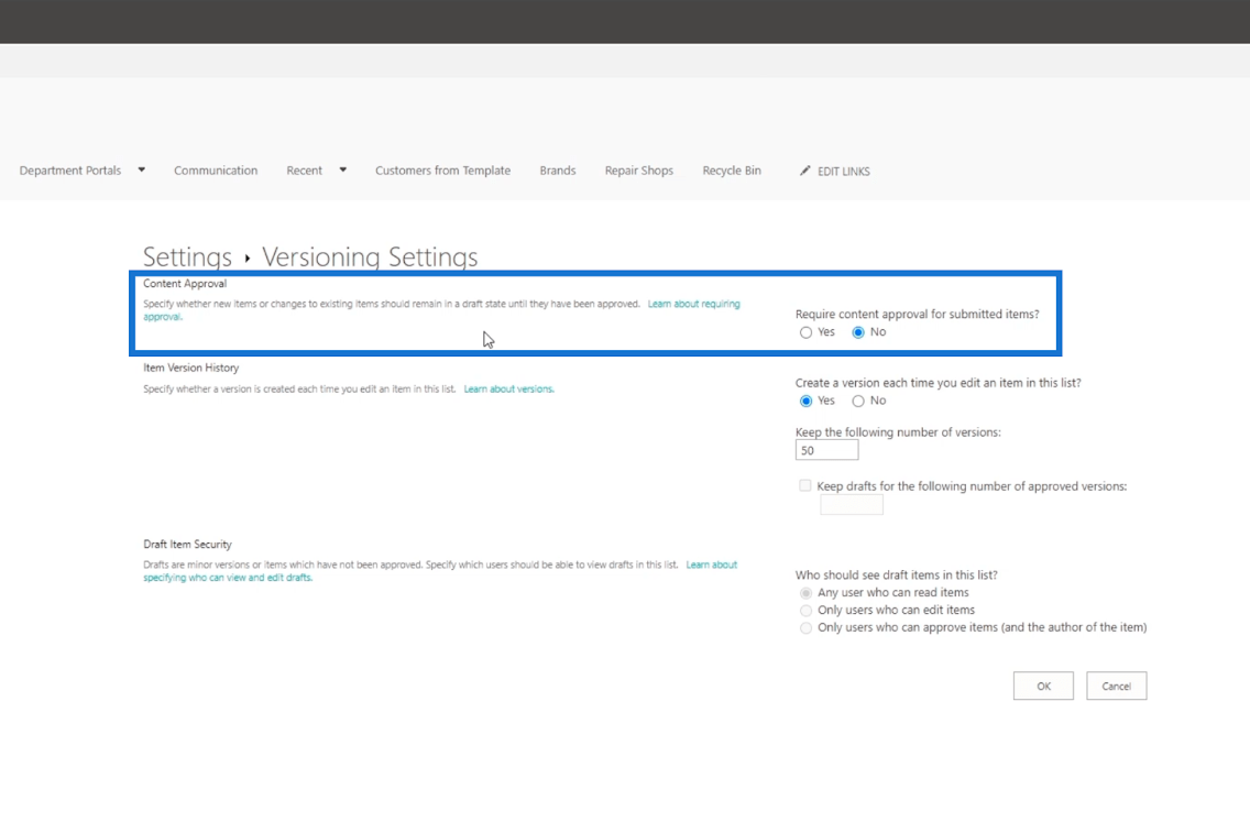 SharePoint 列表中的版本歷史記錄