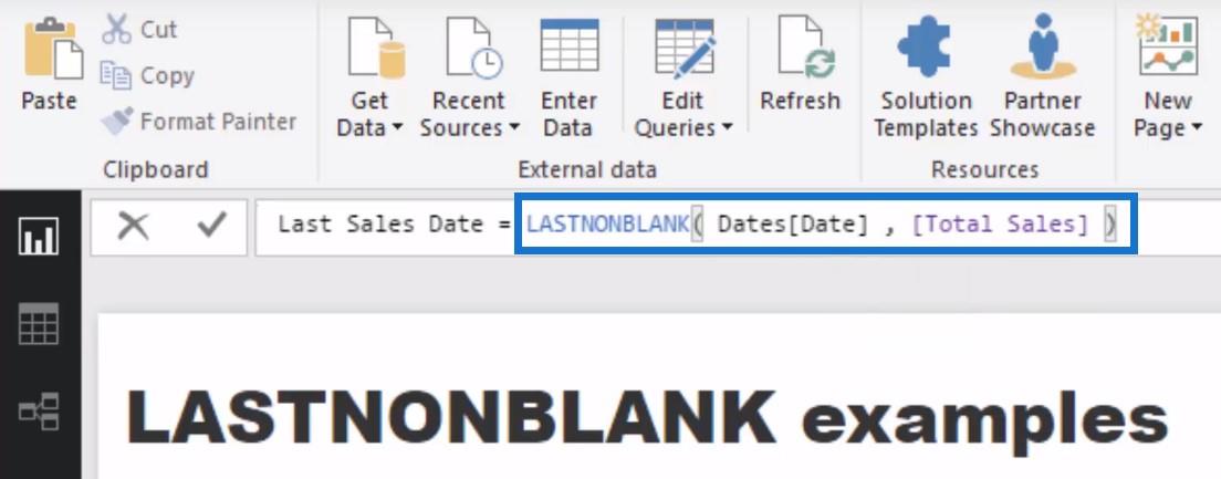 在 DAX 公式中使用 LASTNONBLANK