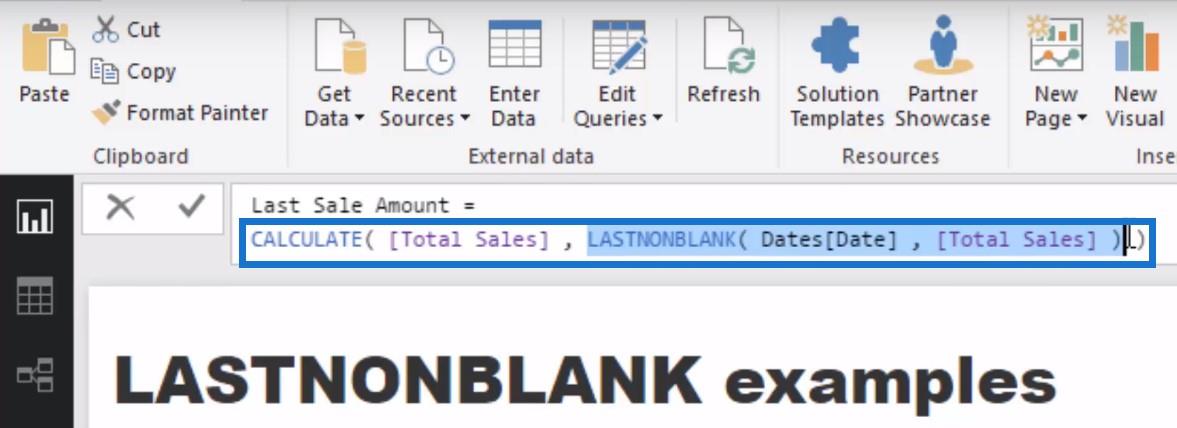 在 DAX 公式中使用 LASTNONBLANK