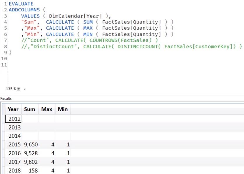 Agrégations XmSQL dans VertiPaq DAX Studio