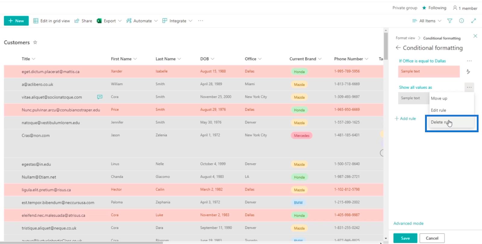 Tutorial de formatare a listei SharePoint