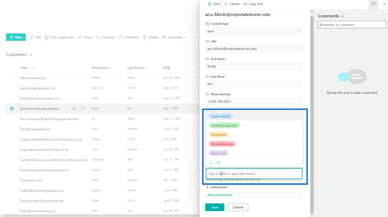 在列表中添加 SharePoint 選擇字段