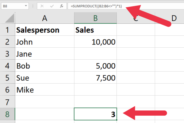 5 sposobów liczenia niepustych komórek w programie Excel: krok po kroku