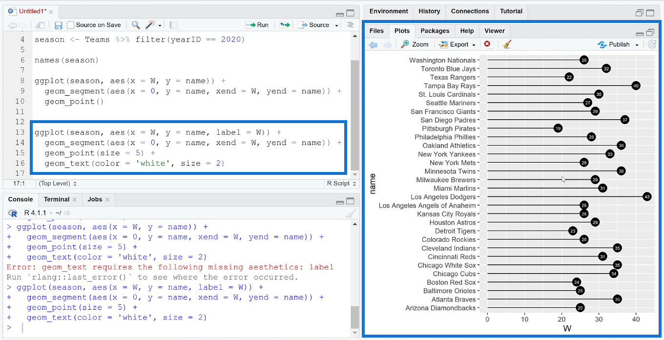 Comment créer un tracé de sucette dans RStudio