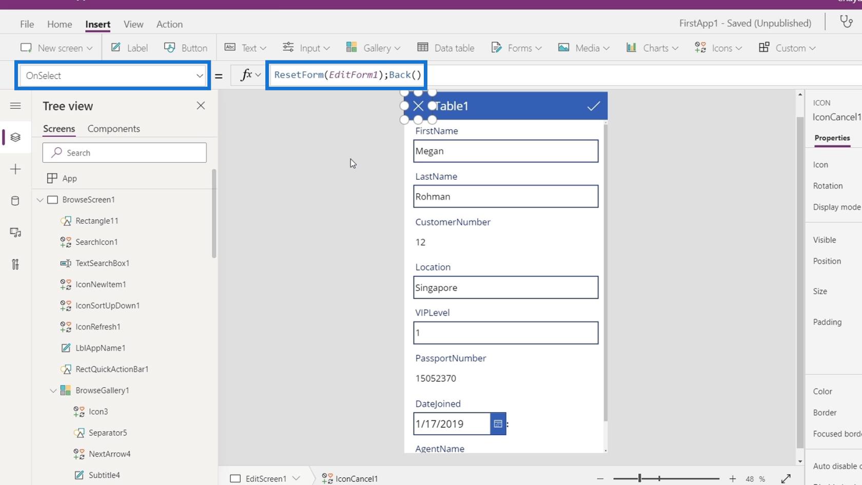 Prezentare generală a contextului de navigare PowerApps