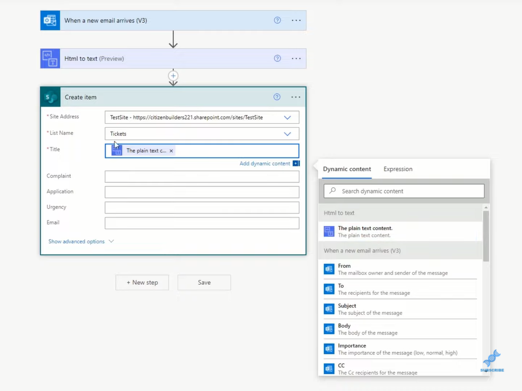 Comment analyser les e-mails et remplir les listes SharePoint dans Power Automate