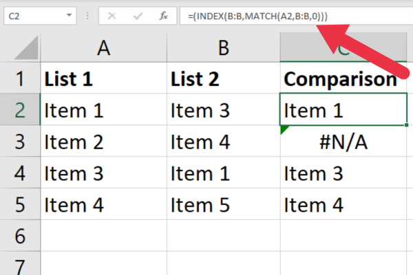 Comment comparer deux colonnes dans Excel à l'aide de VLOOKUP