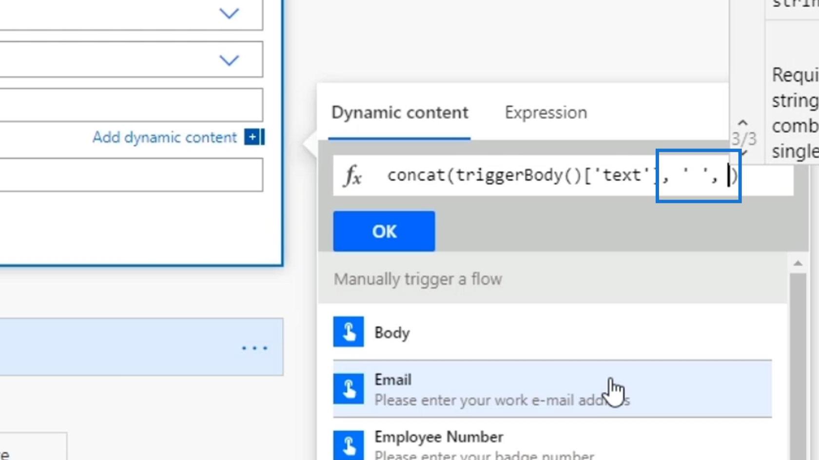 مدخلات سير العمل في Microsoft Power Automate