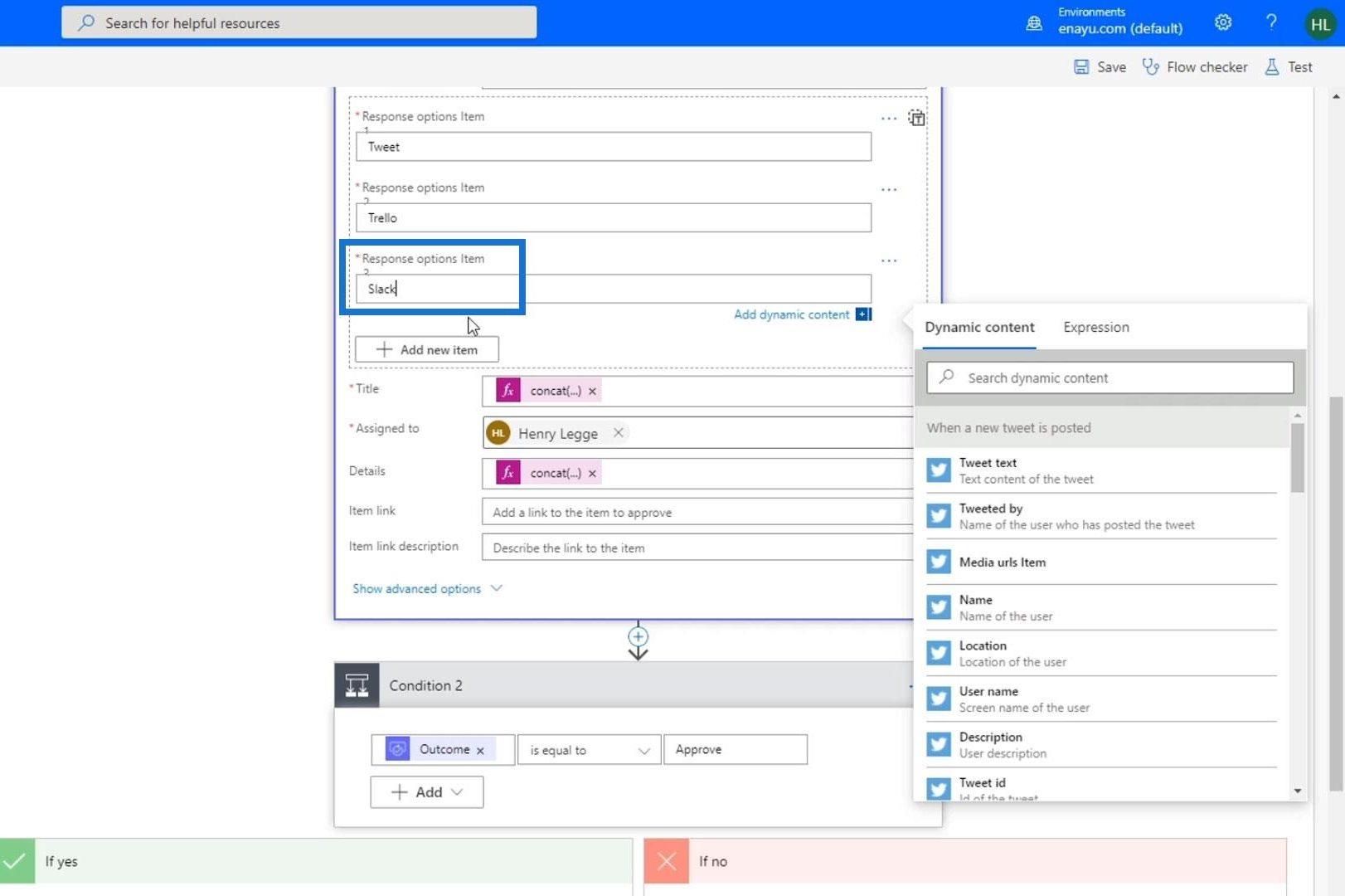 複数のオプションを備えた Microsoft Flow 承認