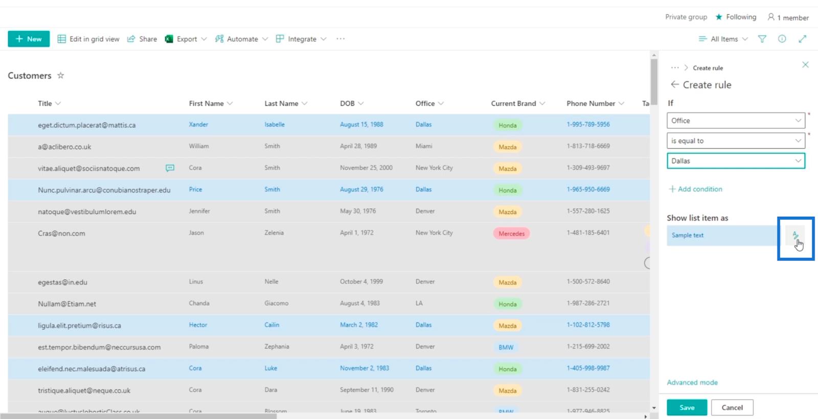 Tutorial de formatare a listei SharePoint