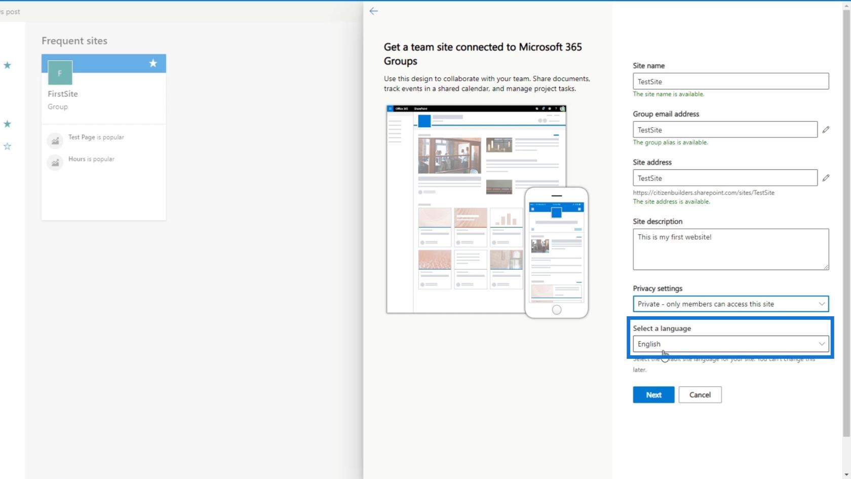 SharePoint 教程：創建新網站