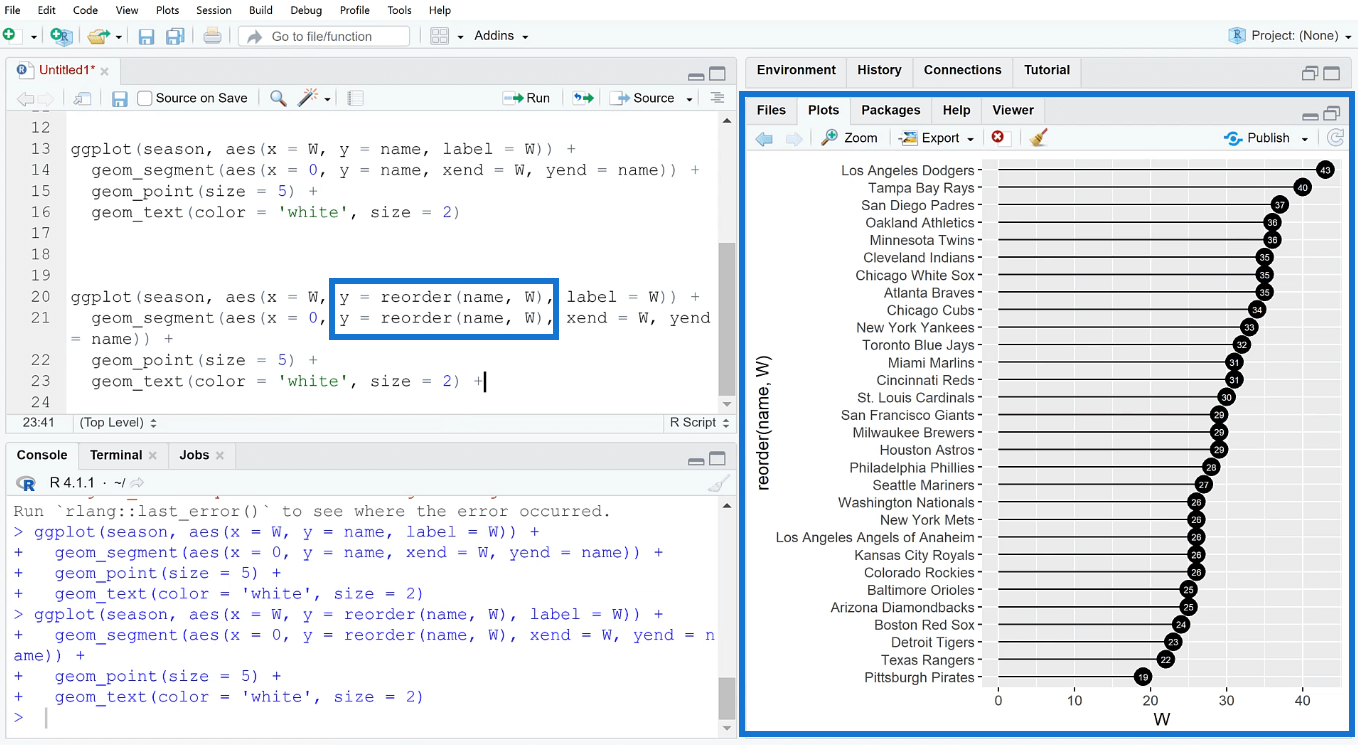 Comment créer un tracé de sucette dans RStudio