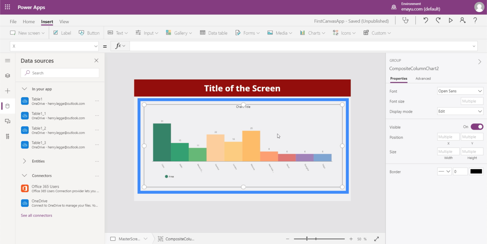 Tableaux, graphiques et images dynamiques PowerApps