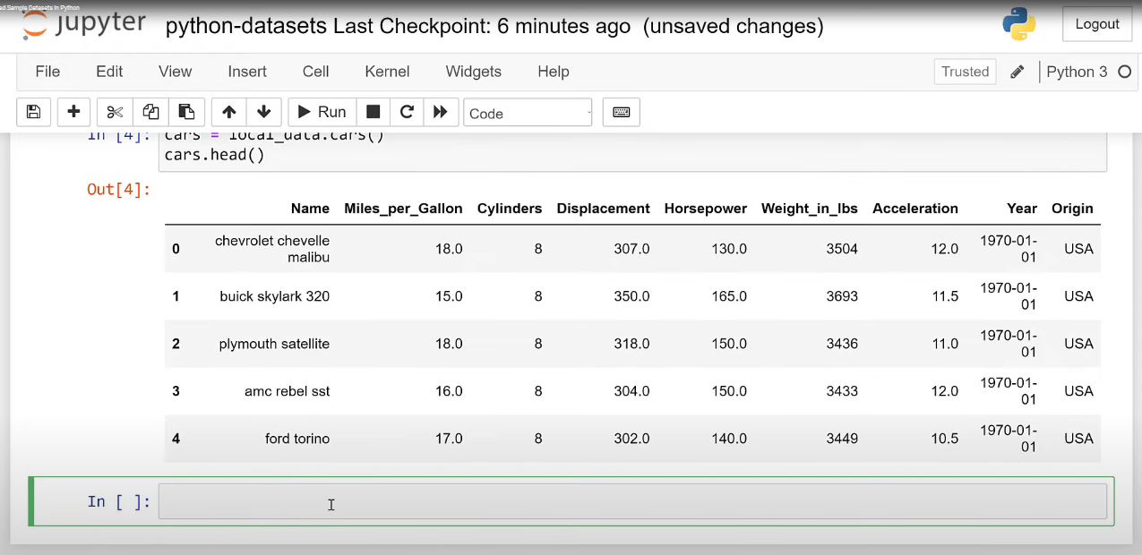 Comment charger des exemples d'ensembles de données en Python