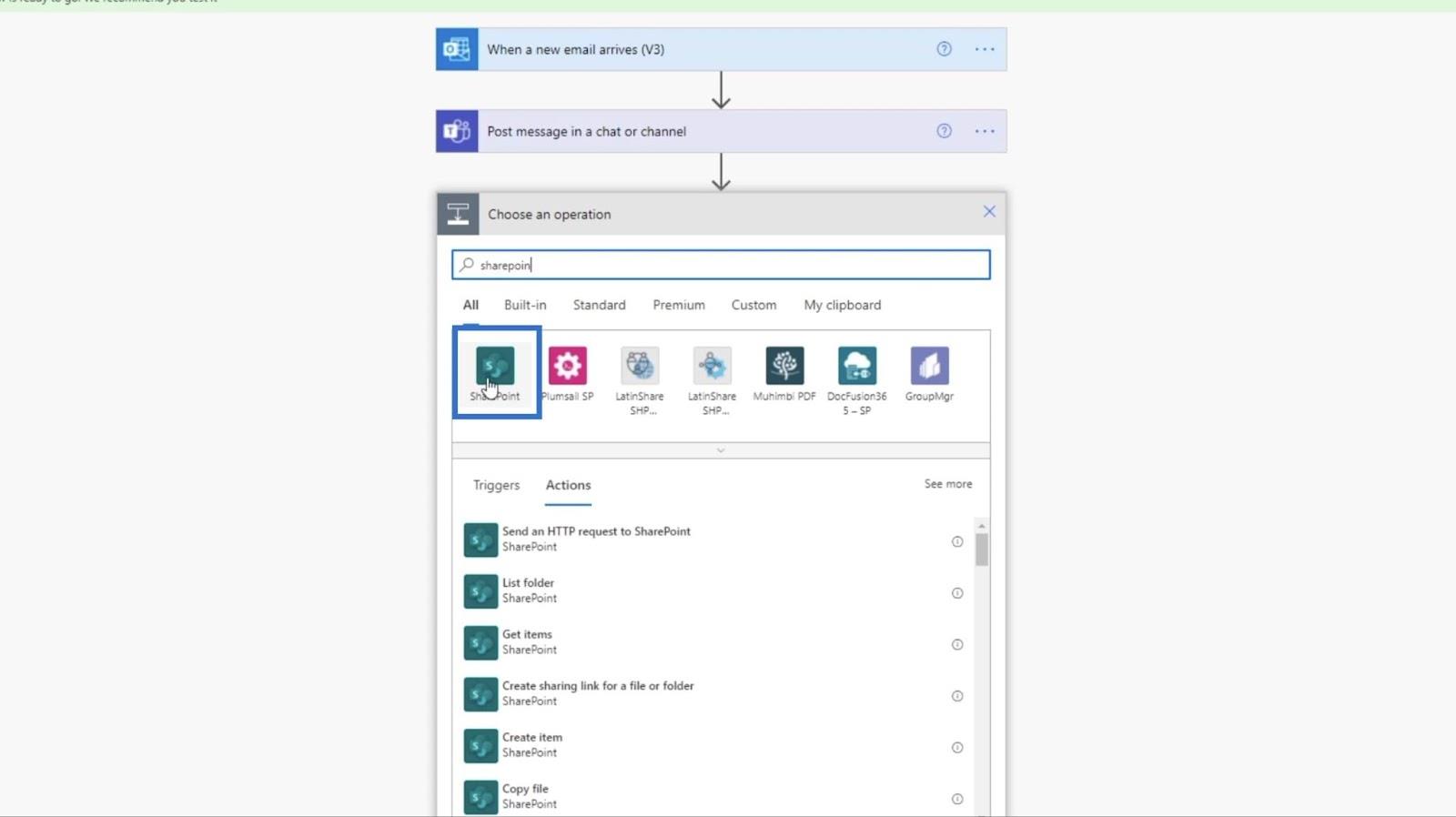 MS Flow : comment télécharger dans SharePoint par e-mail