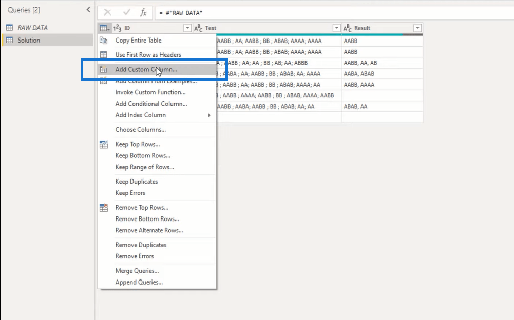 Power Query 高度なエディターを使用して特定のテキストの前の値を抽出する