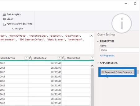 Table de dates étendue Fonction Power Query M