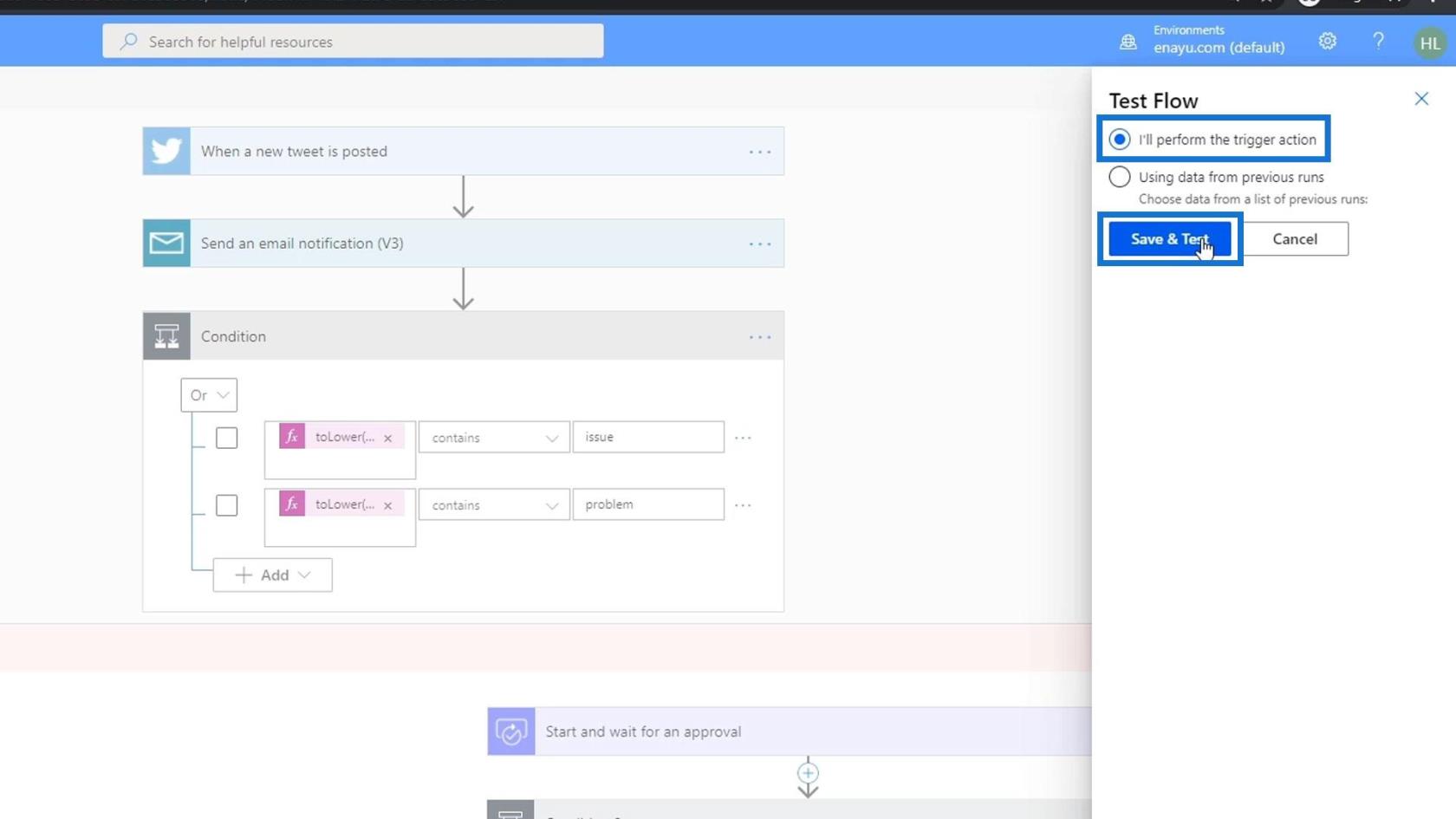 여러 옵션이 있는 Microsoft Flow 승인