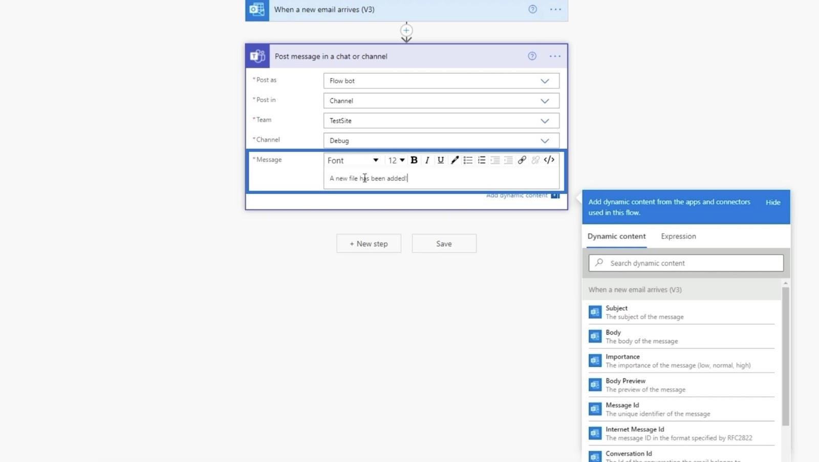 MS Flow : comment télécharger dans SharePoint par e-mail