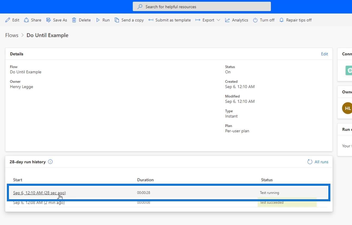 Faire jusqu'au contrôle de boucle dans Power Automate