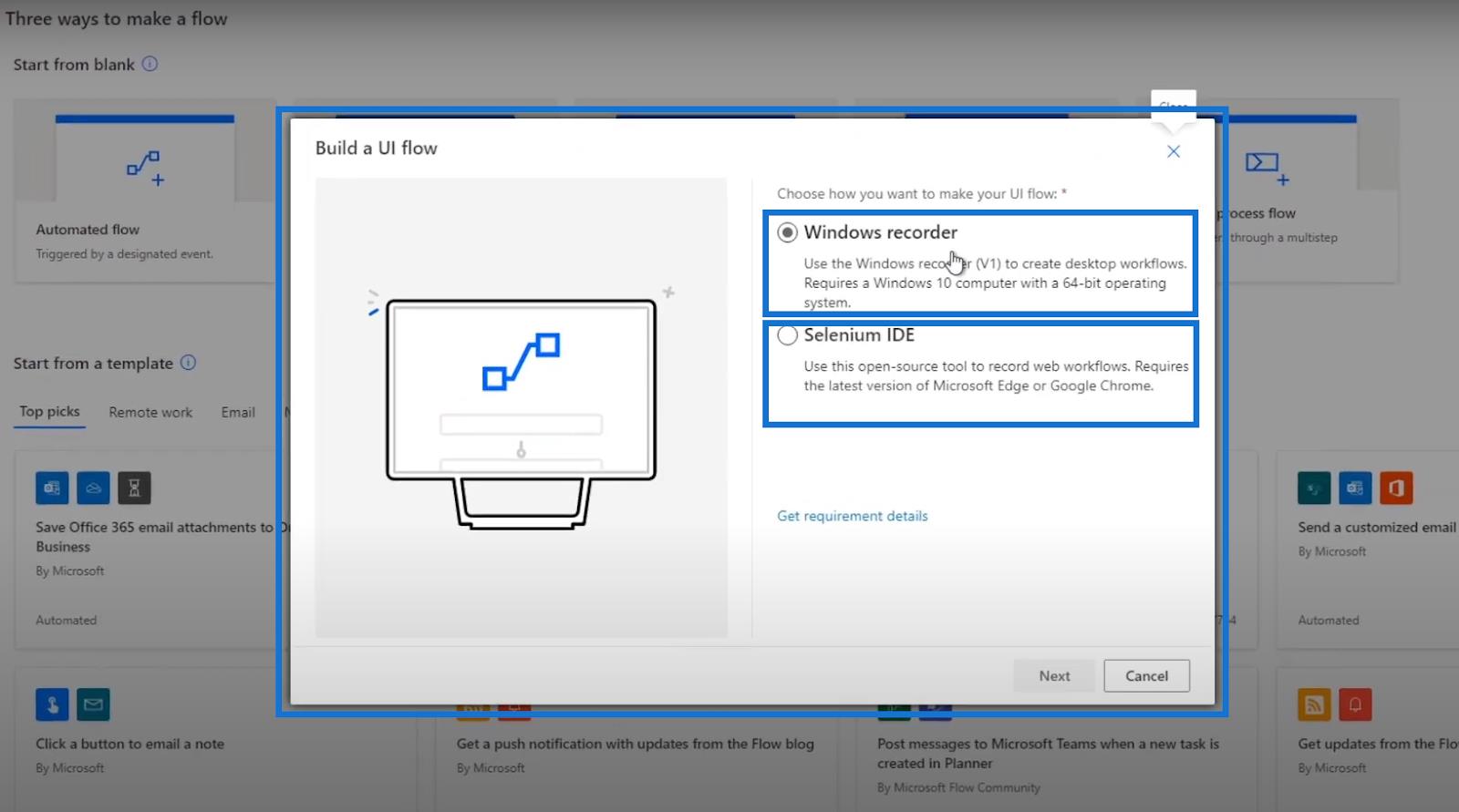 Fluxos de interface do usuário do Power Automate: criação e configuração