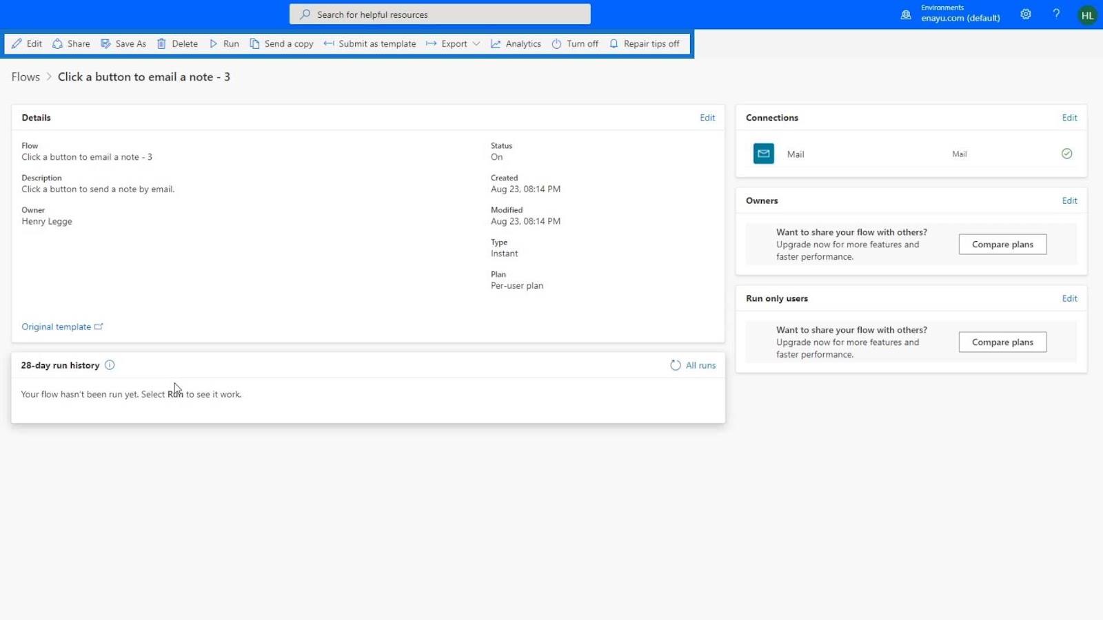 Modèle Power Automate |  Création et exécution de flux