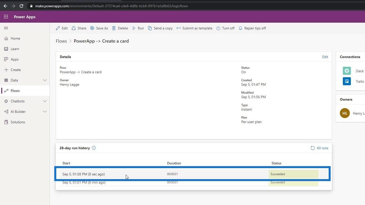 Intégration de PowerApps dans Microsoft Power Automate