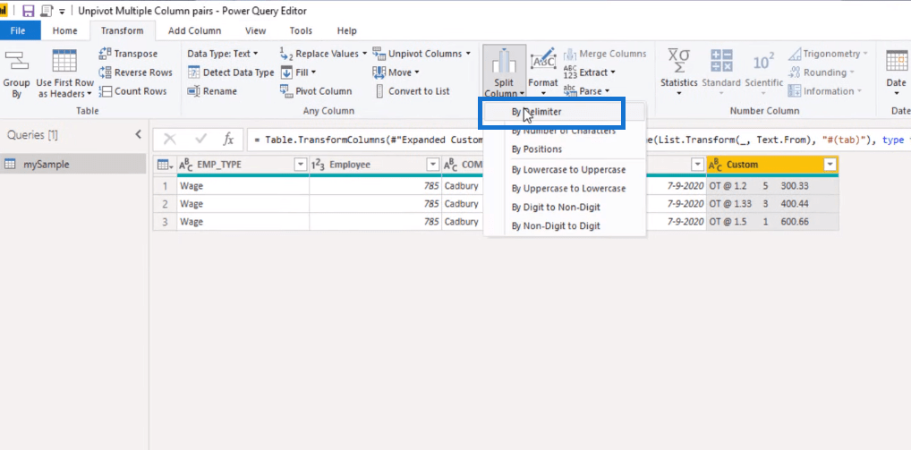 LuckyTemplates Unpivot 列 - Power Query 教程