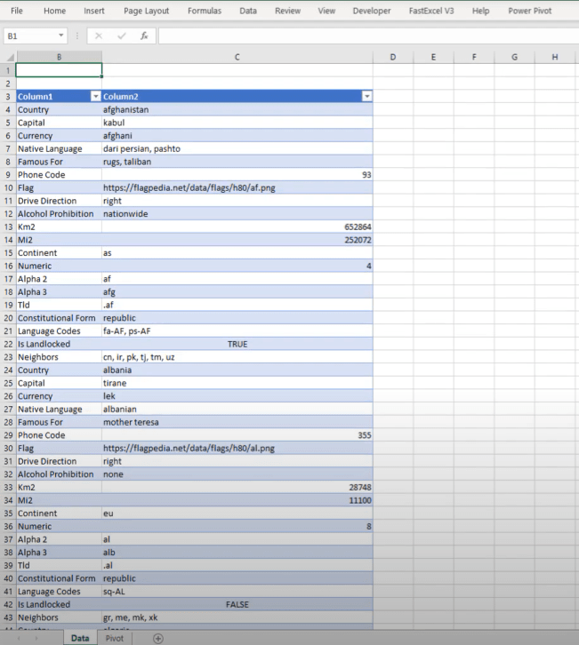 Table de dimension dans un fichier texte : solution Power Query