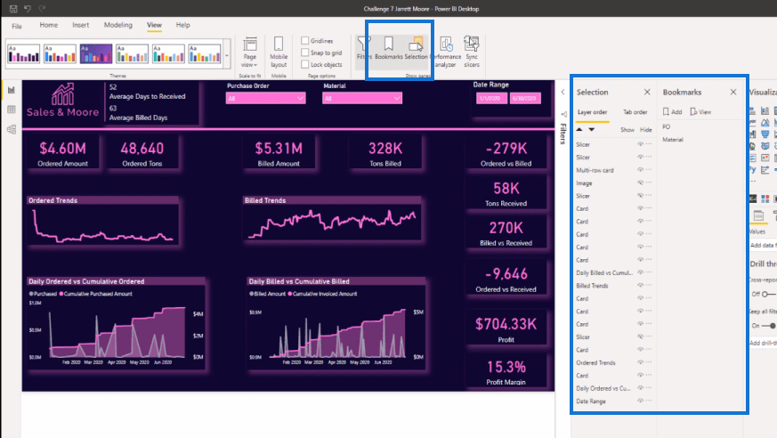 Signets dans LuckyTemplates - Regroupement par page de rapport