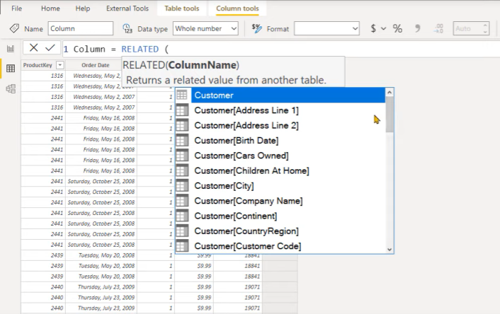 Tables développées dans LuckyTemplates