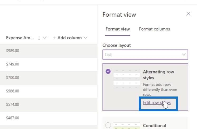 Afficher la mise en forme dans SharePoint