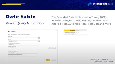 Présentation de la table de dates étendue Power Query V2