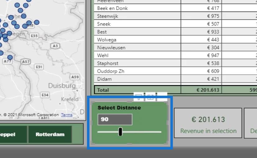 Calculul distanței pe hartă |  Analiza geospațială LuckyTemplates