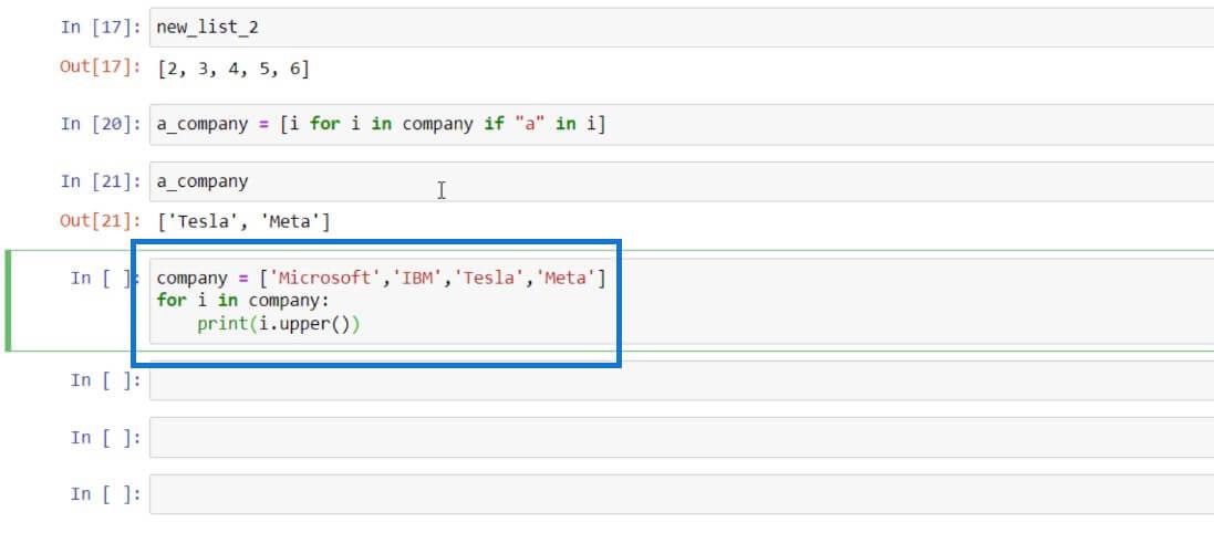 LuckyTemplates 中的 Python 列表和 For 循環