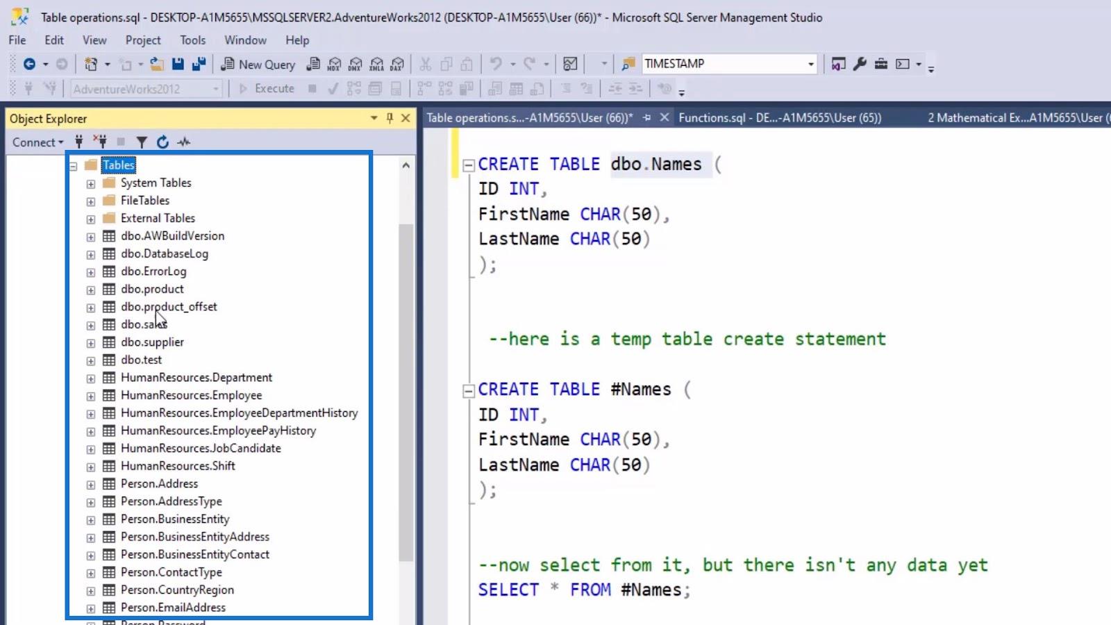 基本 SQL 表操作