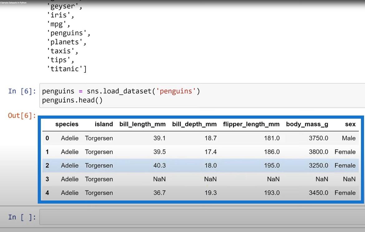 Comment charger des exemples d'ensembles de données en Python